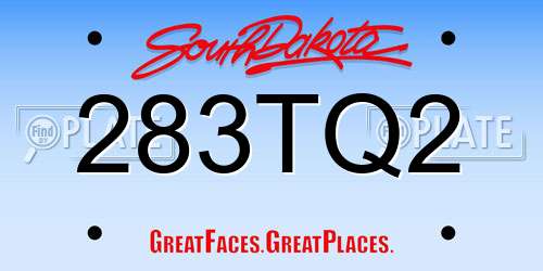 283TQ2 South Dakota License Plate