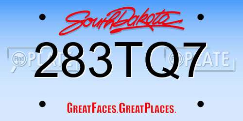 283TQ7 South Dakota License Plate