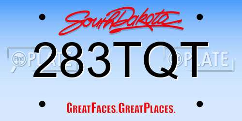 283TQT South Dakota License Plate