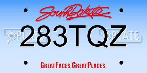 283TQZ South Dakota License Plate