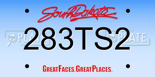 283TS2 South Dakota License Plate