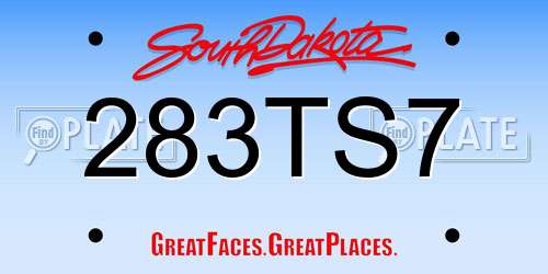 283TS7 South Dakota License Plate
