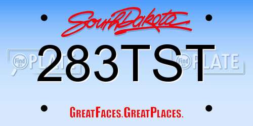 283TST South Dakota License Plate