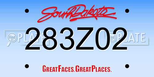 283Z02 South Dakota License Plate