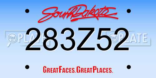 283Z52 South Dakota License Plate