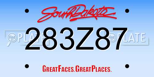 283Z87 South Dakota License Plate