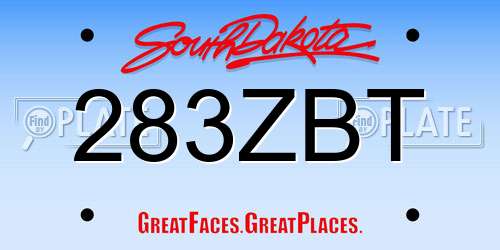 283ZBT South Dakota License Plate