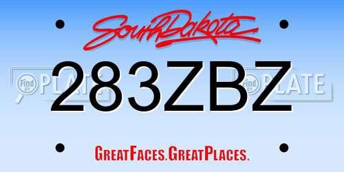 283ZBZ South Dakota License Plate