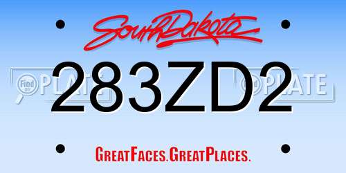 283ZD2 South Dakota License Plate