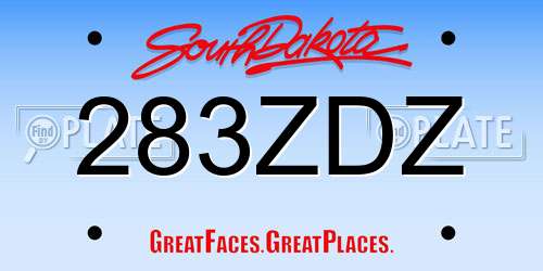 283ZDZ South Dakota License Plate