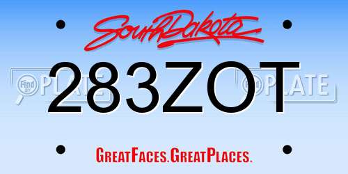 283ZOT South Dakota License Plate