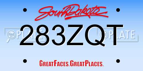 283ZQT South Dakota License Plate
