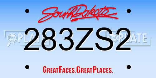 283ZS2 South Dakota License Plate