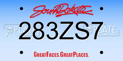 283ZS7 South Dakota License Plate