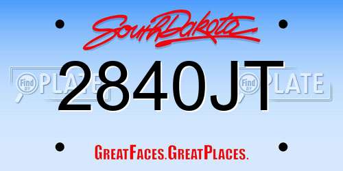 2840JT South Dakota License Plate