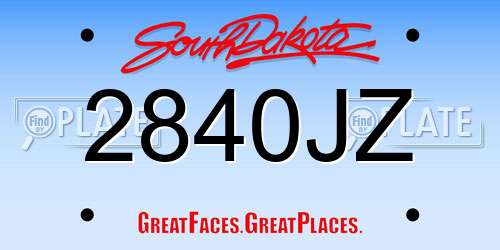 2840JZ South Dakota License Plate