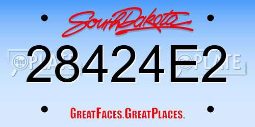 28424E2 South Dakota License Plate