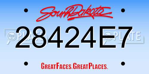 28424E7 South Dakota License Plate