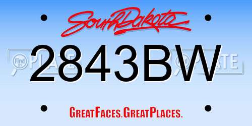 2843BW South Dakota License Plate