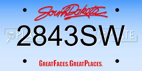 2843SW South Dakota License Plate