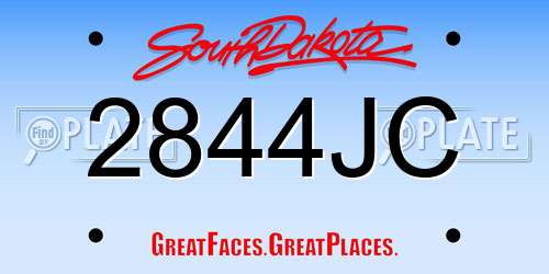 2844JC South Dakota License Plate