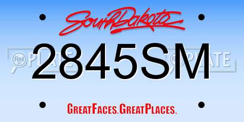 2845SM South Dakota License Plate