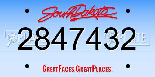 2847432 South Dakota License Plate