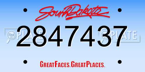 2847437 South Dakota License Plate