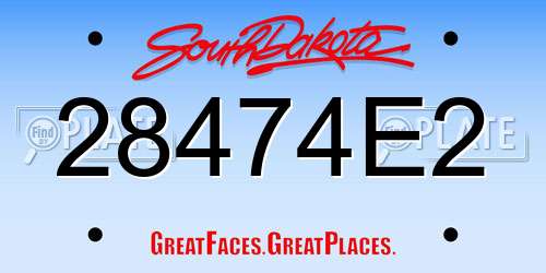 28474E2 South Dakota License Plate