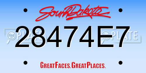 28474E7 South Dakota License Plate
