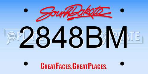2848BM South Dakota License Plate