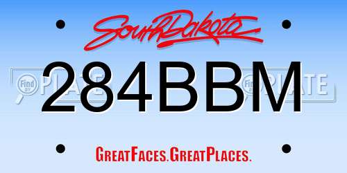 284BBM South Dakota License Plate