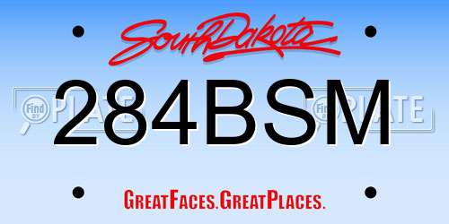 284BSM South Dakota License Plate