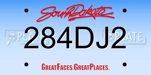 284DJ2 South Dakota License Plate