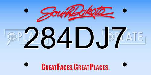 284DJ7 South Dakota License Plate