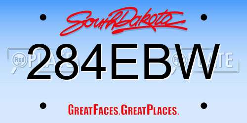 284EBW South Dakota License Plate