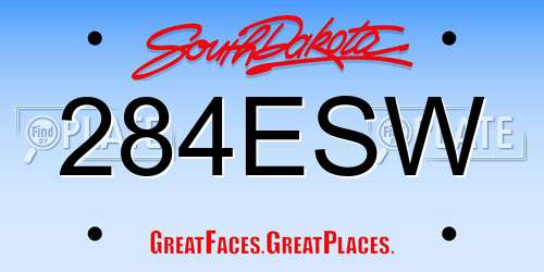284ESW South Dakota License Plate