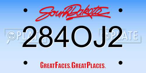 284OJ2 South Dakota License Plate