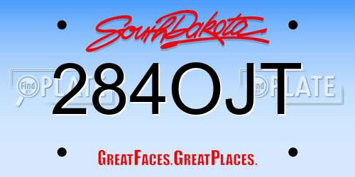 284OJT South Dakota License Plate