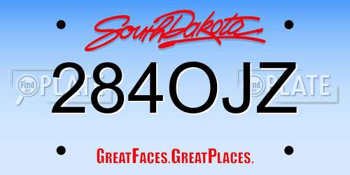 284OJZ South Dakota License Plate
