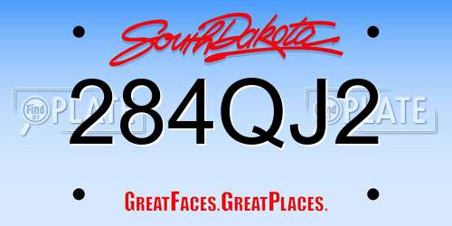 284QJ2 South Dakota License Plate