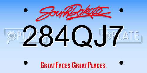 284QJ7 South Dakota License Plate