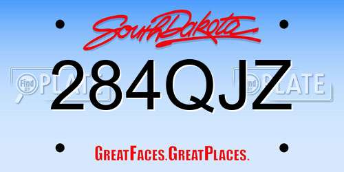 284QJZ South Dakota License Plate
