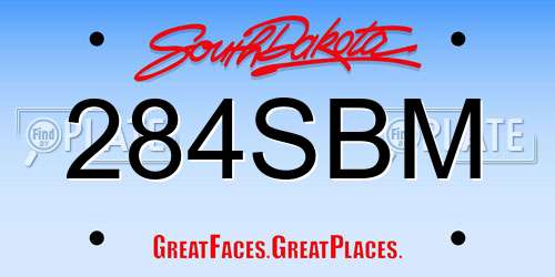 284SBM South Dakota License Plate
