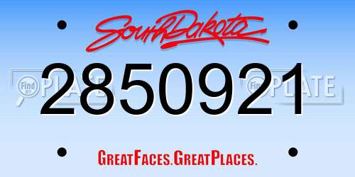2850921 South Dakota License Plate