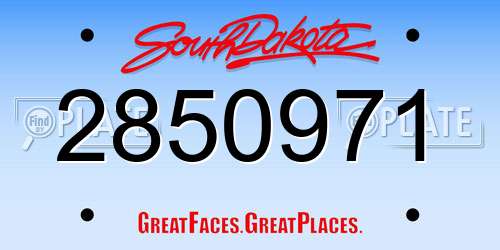 2850971 South Dakota License Plate