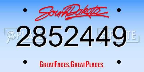 2852449 South Dakota License Plate