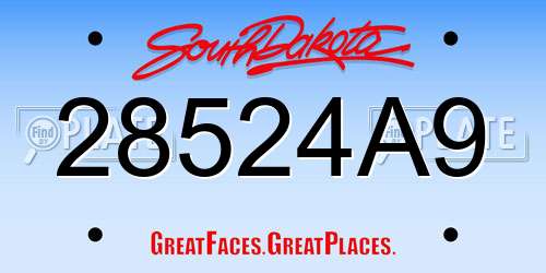 28524A9 South Dakota License Plate