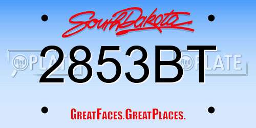 2853BT South Dakota License Plate