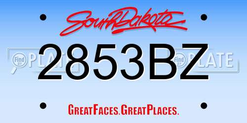 2853BZ South Dakota License Plate